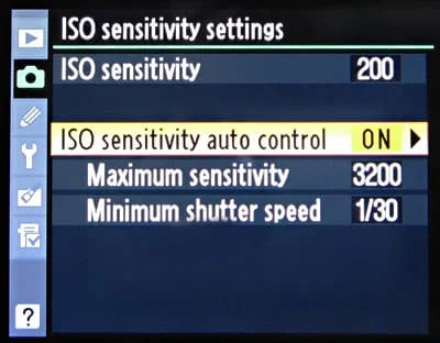 Controle da câmera ISO automático